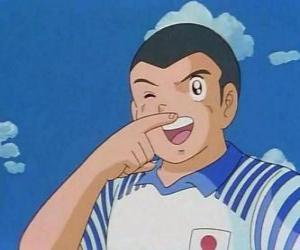 Puzzle Ryo Ishizaki ή Bruce Harper, χαρακτήρας από Captain Tsubasa γιορτάζει ένα γκολ